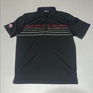 Travis Mathew Black with Stripe Performance Golf Polo Shirt (Men XL)